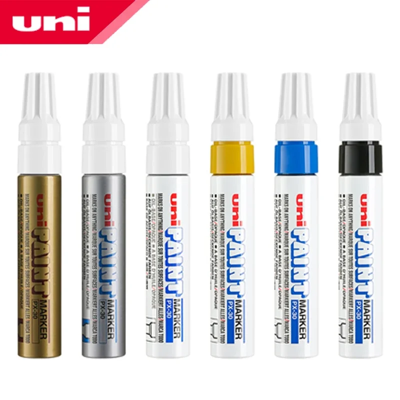 6pcs set UNI PX-30 Big Paint Pen Touch-up Pen 7-color Waterproof Industrial Non-fading Tire Marker Permanent Paint Pen