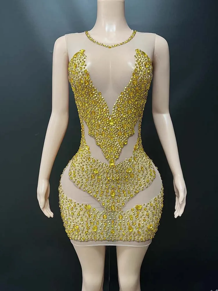High Quality Rhinestone Elastic Vest Dress 2025 New Fashion Custom Women'S Clothing