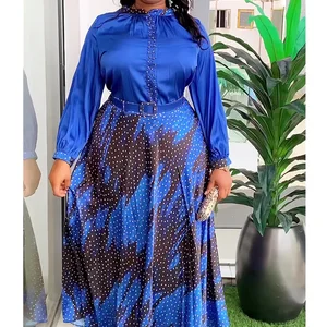 ملابس أفريقية للنساء أعلى الملابس والتنانير داشيكي أنقرة تركيا حجم كبير أردية حمام فساتين حفلات الزفاف 2 قطعة مجموعات أفضل 10 قمصان من القماش الأفريقي - رقم 7