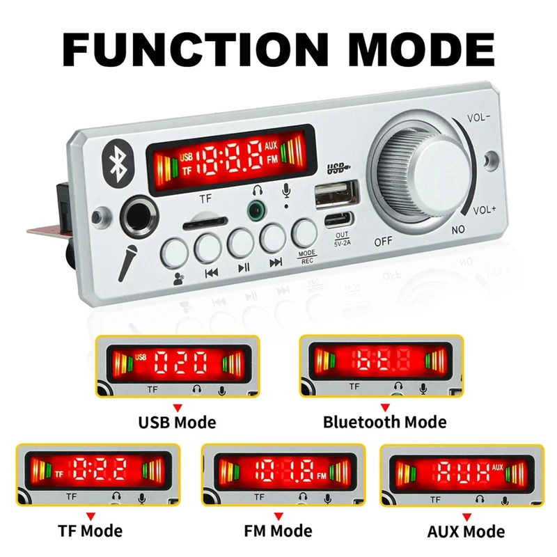 1 zestaw Bluetooth MP3 WAV zestaw płyta dekodera 80W wzmacniacz głośnomówiący samochodowy sprzęt Audio mikrofon USB TF FM Radio Mp3 odtwarzacz DC 12V