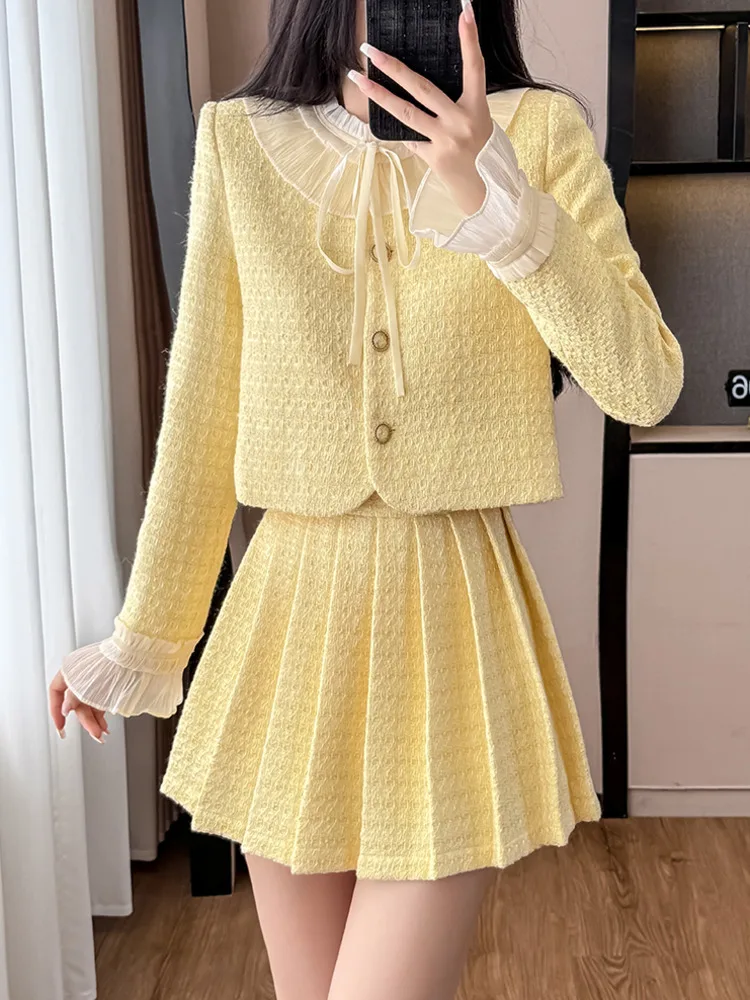 

Высококачественные французские маленькие ароматные твидовые комплекты из 2 предметов для женщин, модные куртки, пальто + юбка, костюмы, одинаковые комплекты из двух предметов