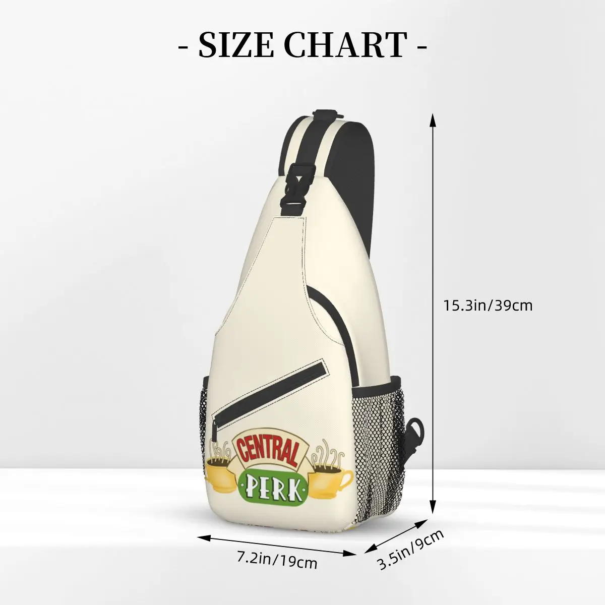 Zentrale perk Freunde kleine Schulter tasche Brust Cross body Schulter Schlinge Rucksack Wandern Reise Tages rucksäcke klassische TV-Show lustige Packung