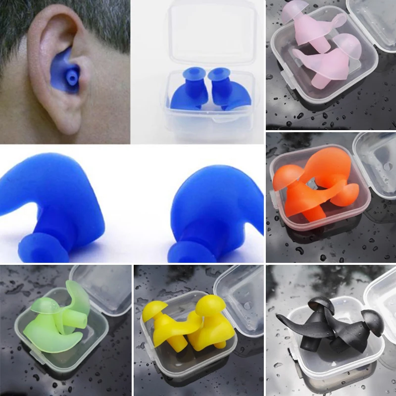 1Pair Waterproof Ear Plugs/ Swimming Silicone Earplugs Water Sports Swimming Diving Adult Waterproof Ear Protector