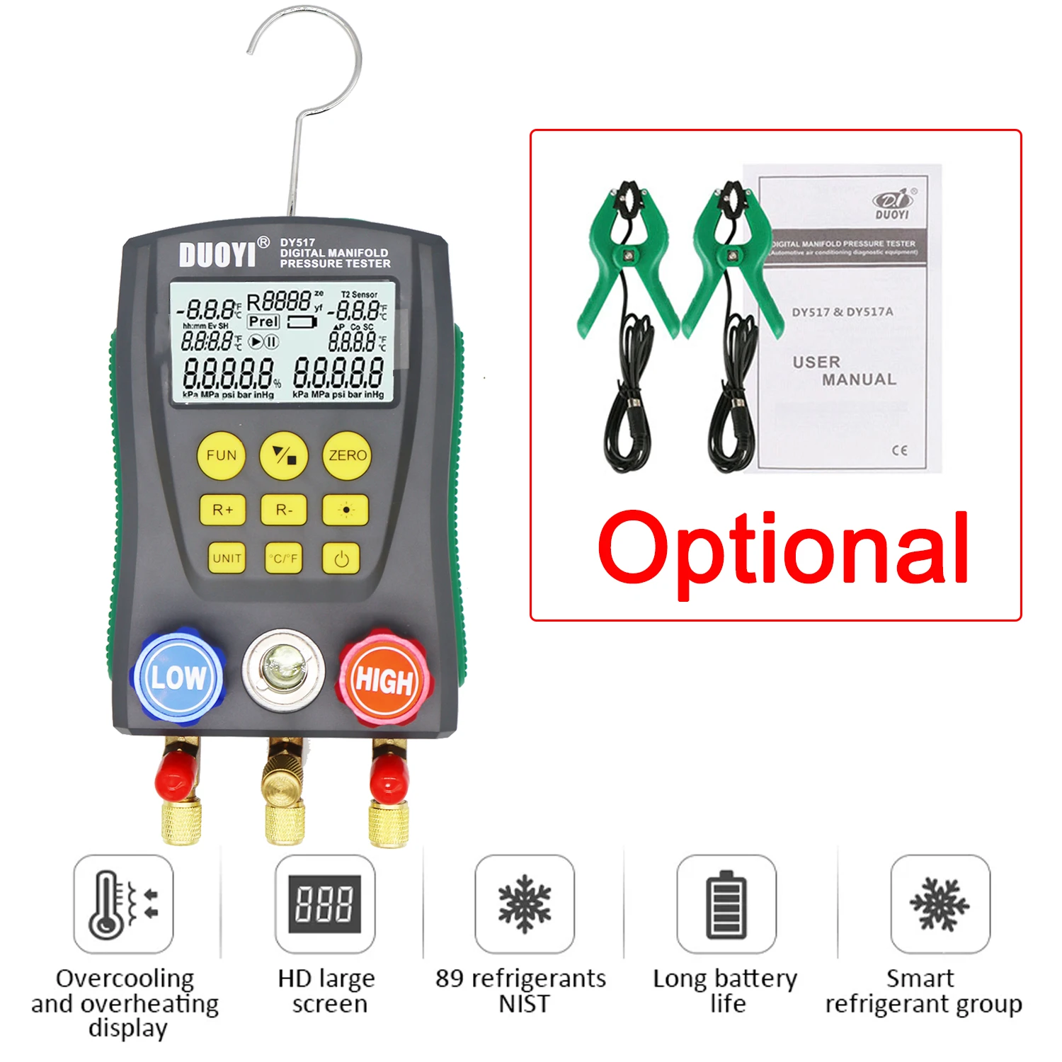 Electronic digital display pressure gauge Refrigeration vacuum pressure tester air conditioning fluoride tester digital display