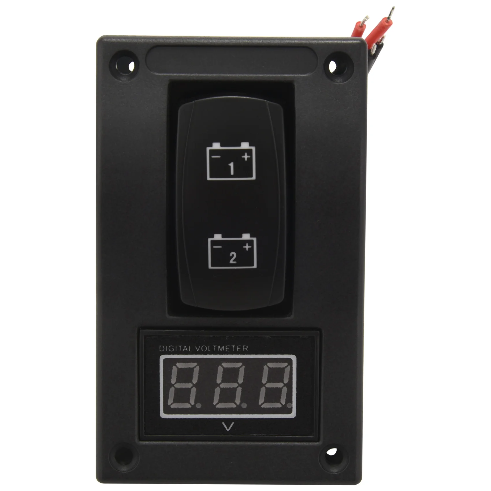 

12-24V LED Dual Battery Test Panel Rocker Switch Car Truck Marine Boat Voltmeter 4P ON-OFF-ON