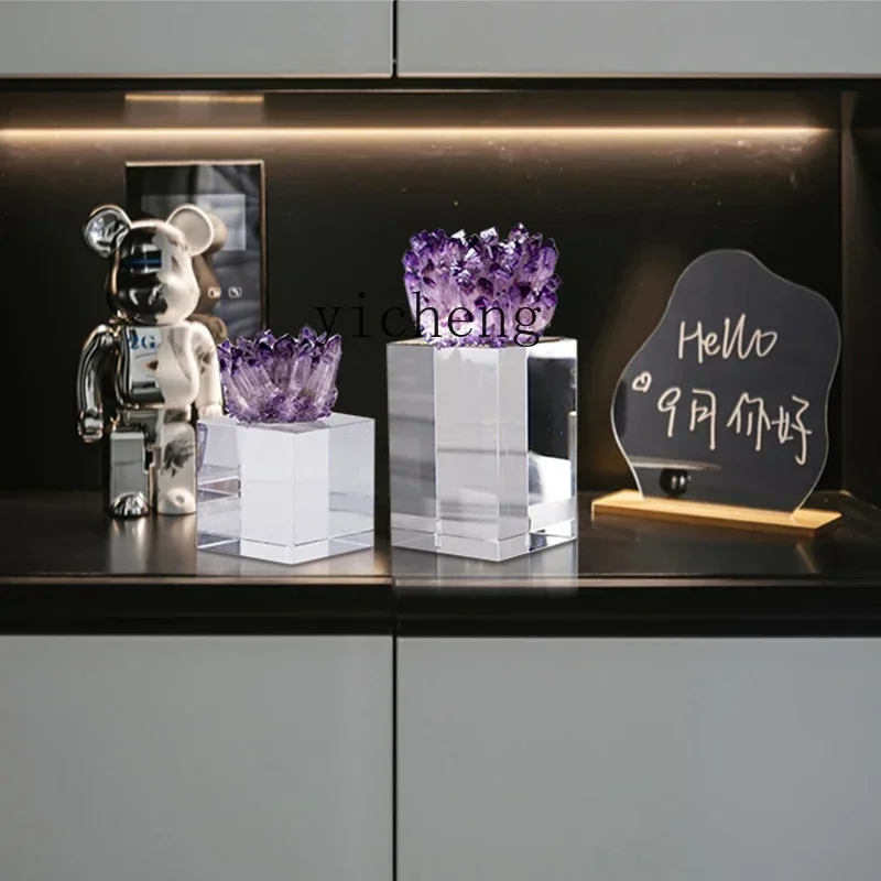 

Light Luxury Wine Cabinet Decoration Living Room Entrance TV Cabinet Bookcase Decorations Lucky Amethyst