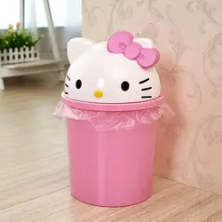 Sanrio-cesto de basura de Hello Kitty, papelera de escritorio de dibujos animados, cubo de basura para el hogar, cubo de basura para coche, sala de estar, cocina, baño, cesta de papel