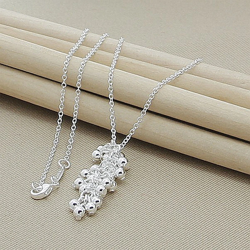 

925 Sterling Silver Delicate Beaded Teardrop Pendant Necklace Women's Accessories Wedding Elegant Party Gift