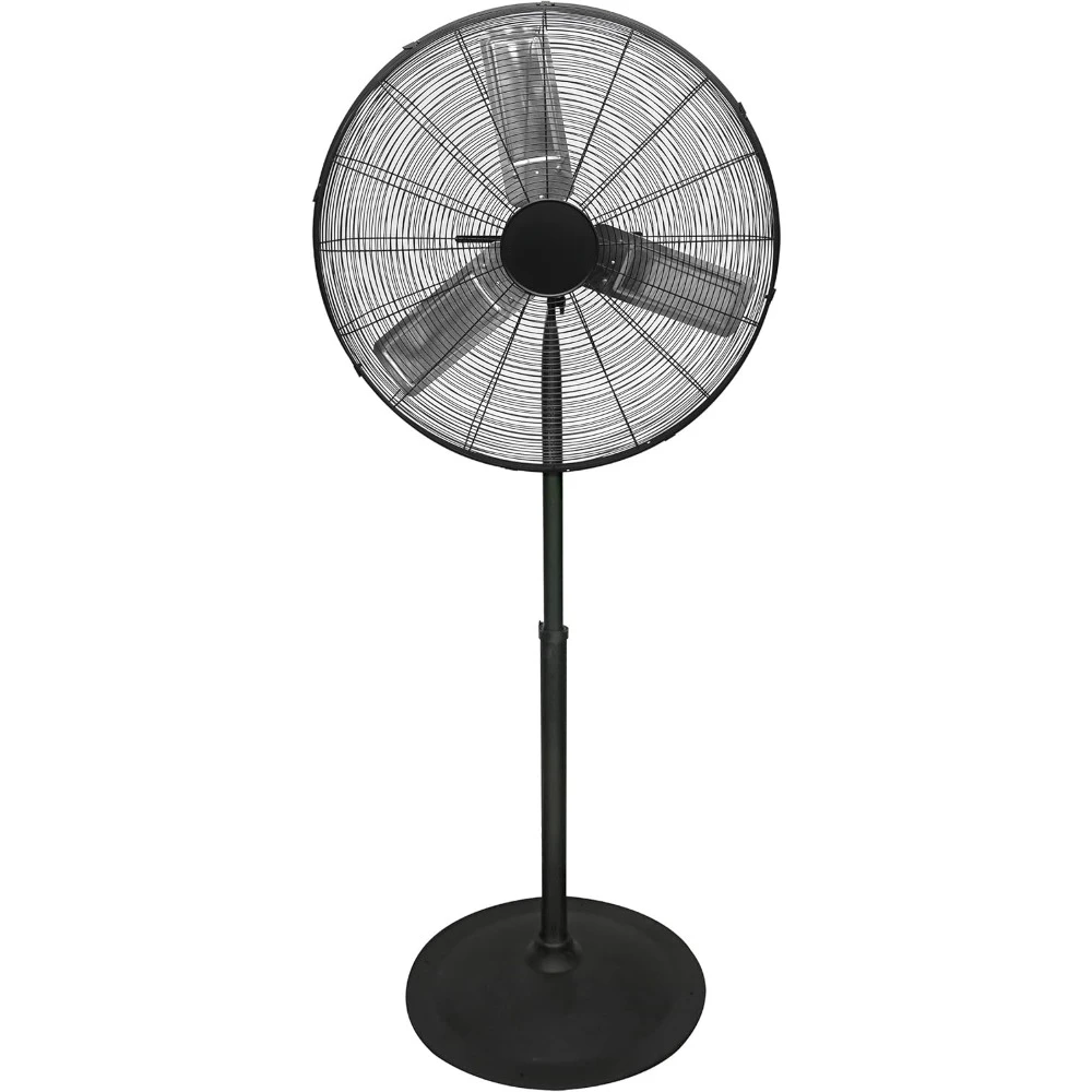 Industrial Pedestal Fan, 30 inch, 3 Speed, High Velocity, Adjustable Height 56” to 76”, Metal, Airflow 36 ft/sec