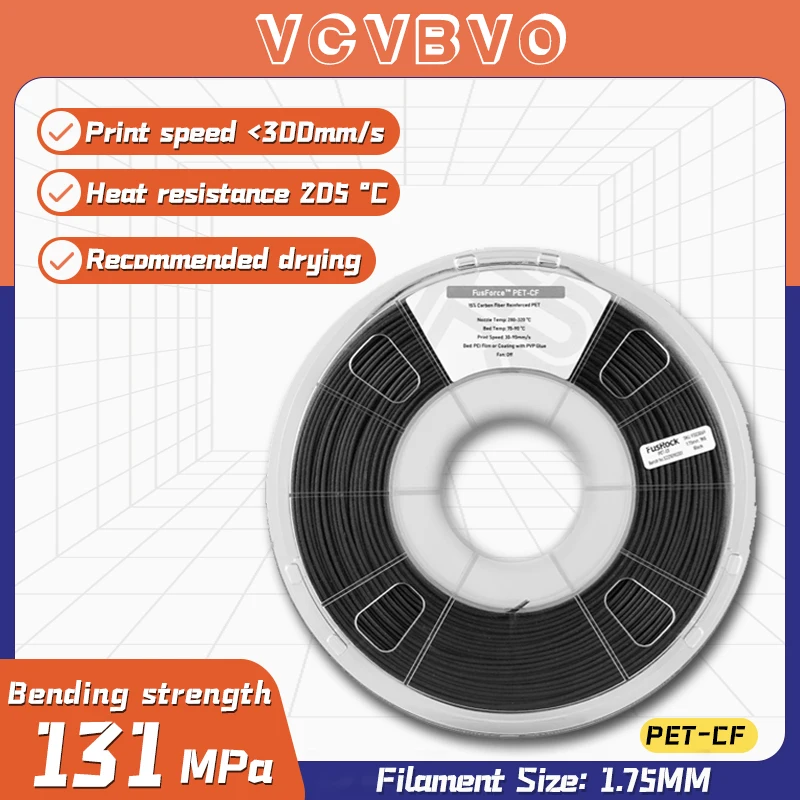 3D Printer Filament PET-CF Size 1.75mm 3D Printed Wire Neatly Wound Filament Vacuum Packing