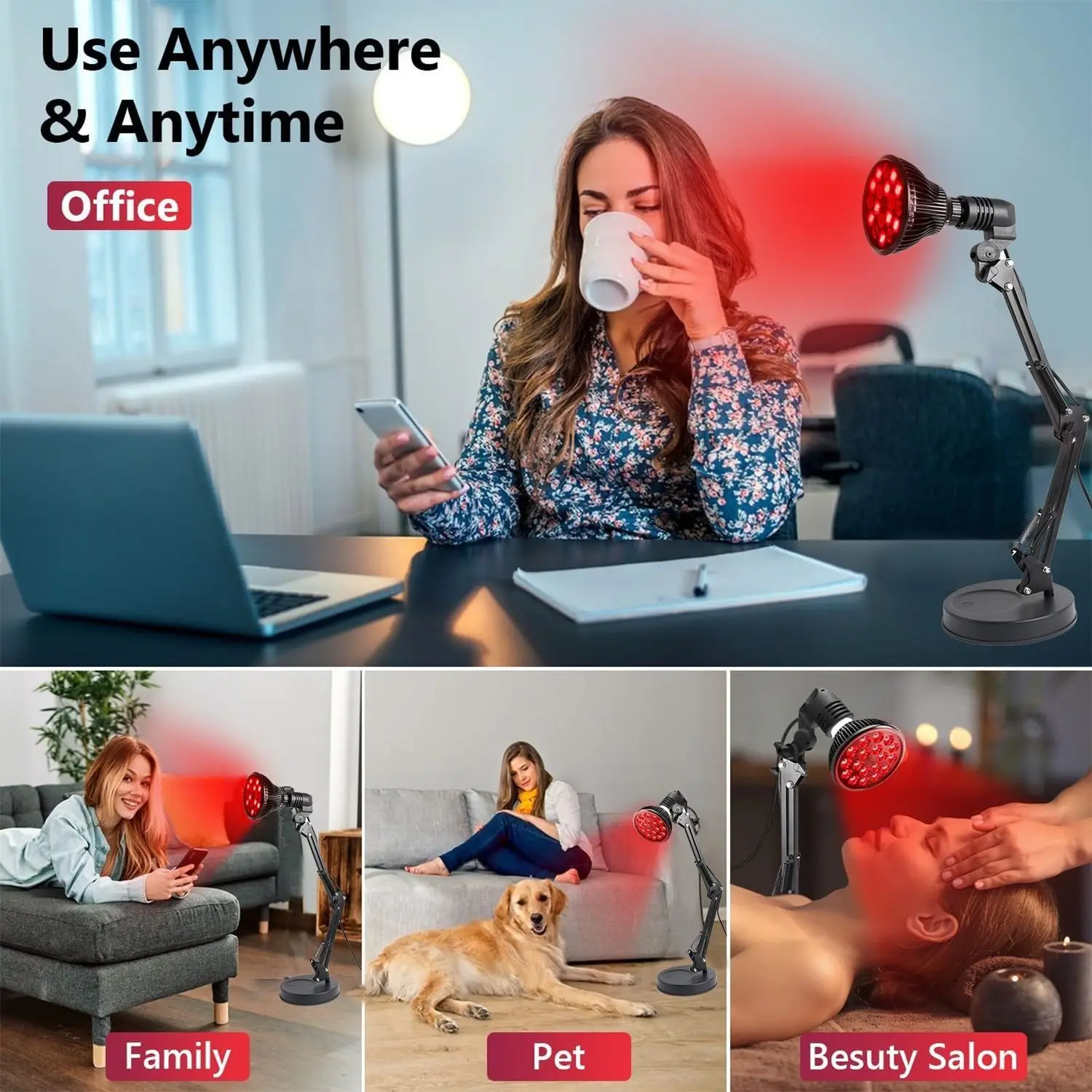

54W Red Light Therapy Lamp 660nm 680nm Infrared Light Skin Care Device for Body & Face - 100-240V Red Light Therapy Bulb