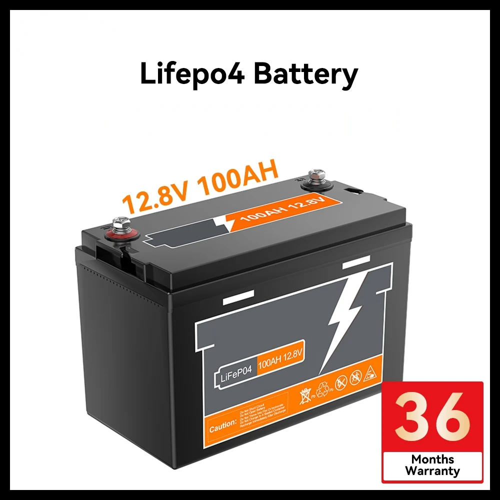 12.8V 100AH LiFePo4 Battery 1280WH Batteries Rechargeable Lithium Bateria Pack Max 4Pcs Series Solar Lithium Batteries 12V