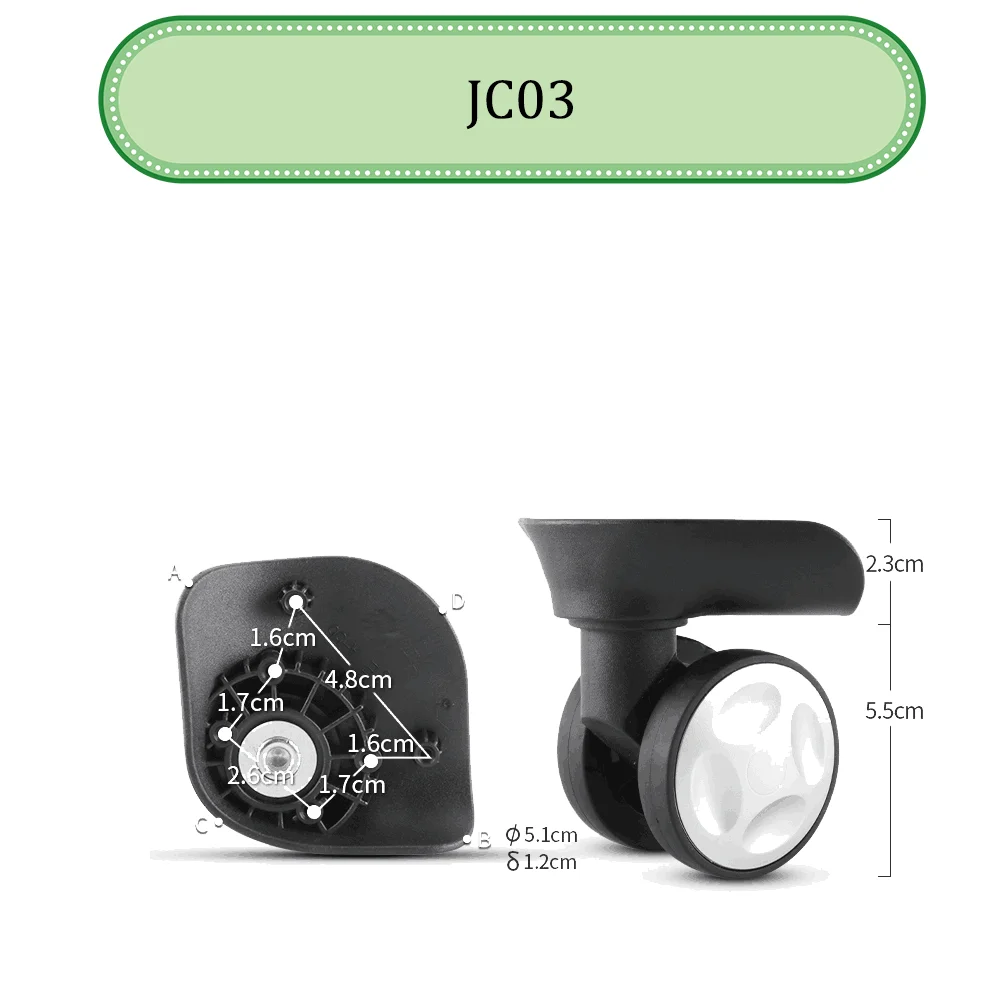 For American Tourister JC03 Universal Wheel Replacement Suitcase Silent Smooth Shock Absorbing Durable Wheel Accessories Wheels