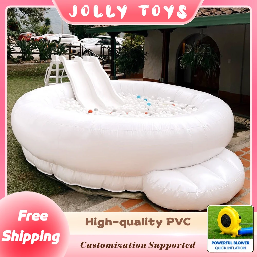 Round White Inflatable Ball Pit Large Blow Up Ball Pool for Kids & Adults Birthday Party Wedding Commercial Event Indoor Outdoor