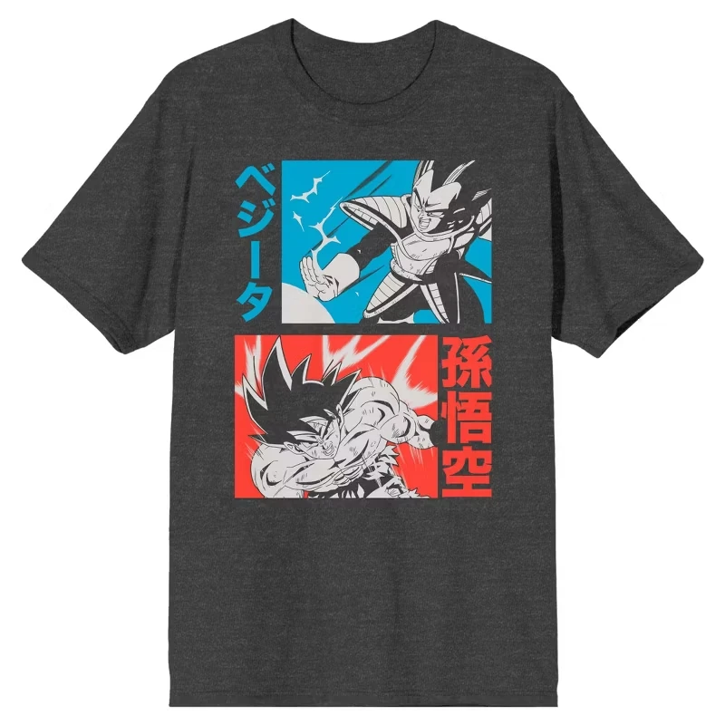 camiseta-grafica-anime-dragon-ball-z-vegeta-versus-goku-100-algodao-oversized-unissex-masculina-manga-curta-gola-redonda-popular-a-venda