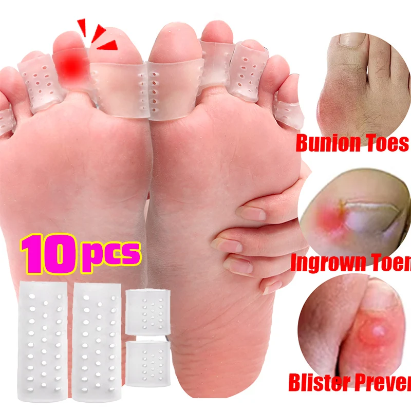 

10PC Transparent Silicone Toe Finger Protective Covers Anti-Friction Breathable Elasticity Foot Care Finger Caps Prevent Blister