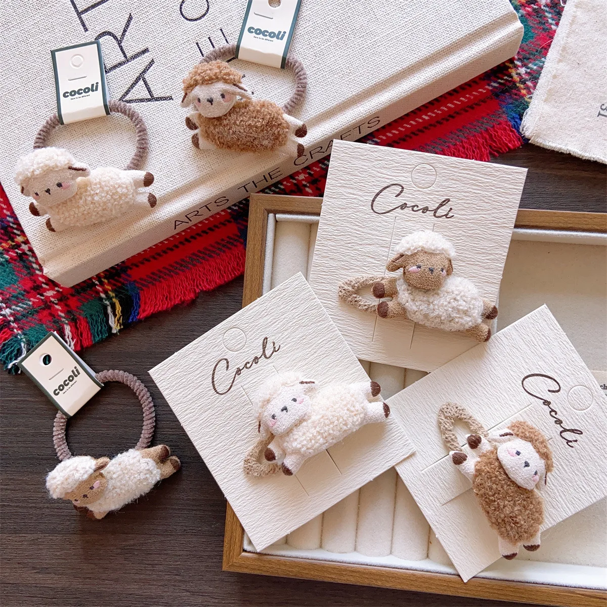 1Pcs Girl's Hair Clips and Ties Cute Sheep Lamb Plush Animal Children's Hairpins Fashion Baby Girls Headwear Princess Hair Bands