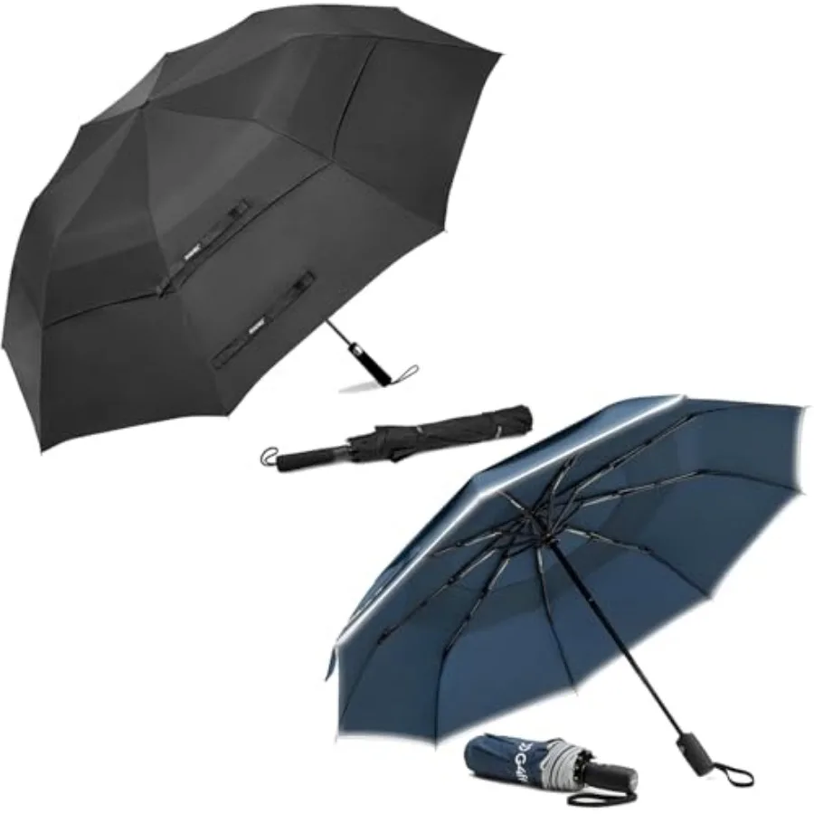 

62 Inch Portable Large Oversize +42 Inch Eco Windproof Travel Umbrella for Rain and Sun Strongest Fiberglass Frame Double Canop