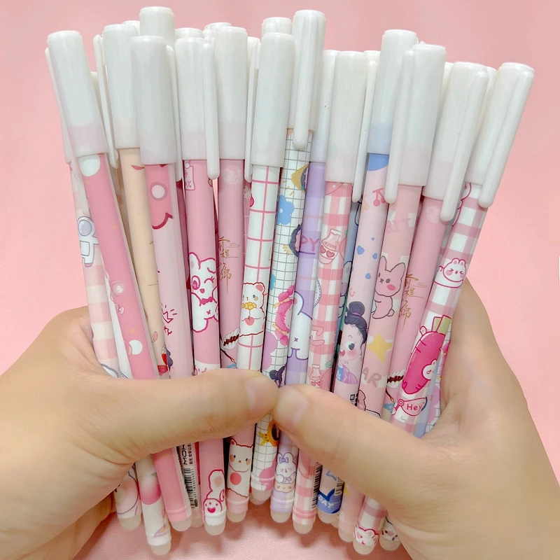 100 unids/set bolígrafos de Gel borrables bolígrafo Kawaii recargas borrables 0,5mm Goy Girl estudiante Oficina escritura regalo escolar papelería bonita