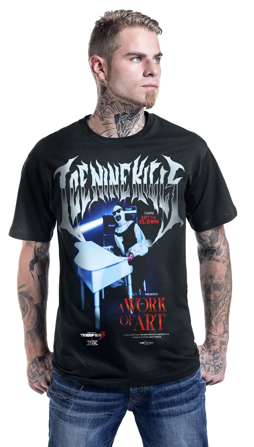 Ice Nine Kills X Terrifier 3 Unisex T-shirt Art The Clown Piano Print Horror Metal Casual Tee