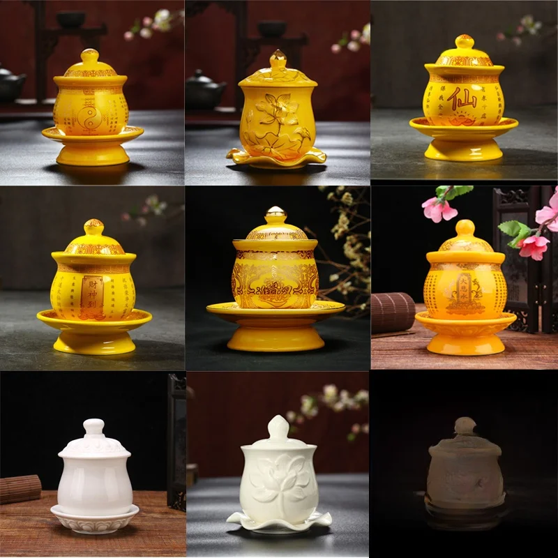 

Sacred Water Cup for Home Worip eat Cassion Mantra Lotus Offering Cup Fortune God Wine Cup Eight Triams Cup Immortal...