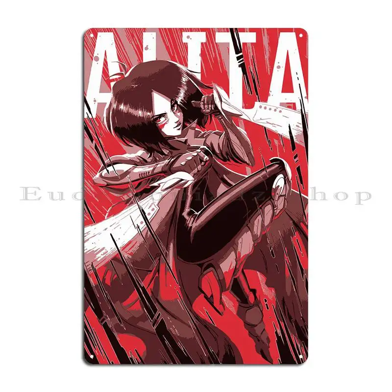 Gunnm Red Anime Metal Plaque Poster Wall Plaque Poster Wall Cave Personalized Club Tin Sign Poster