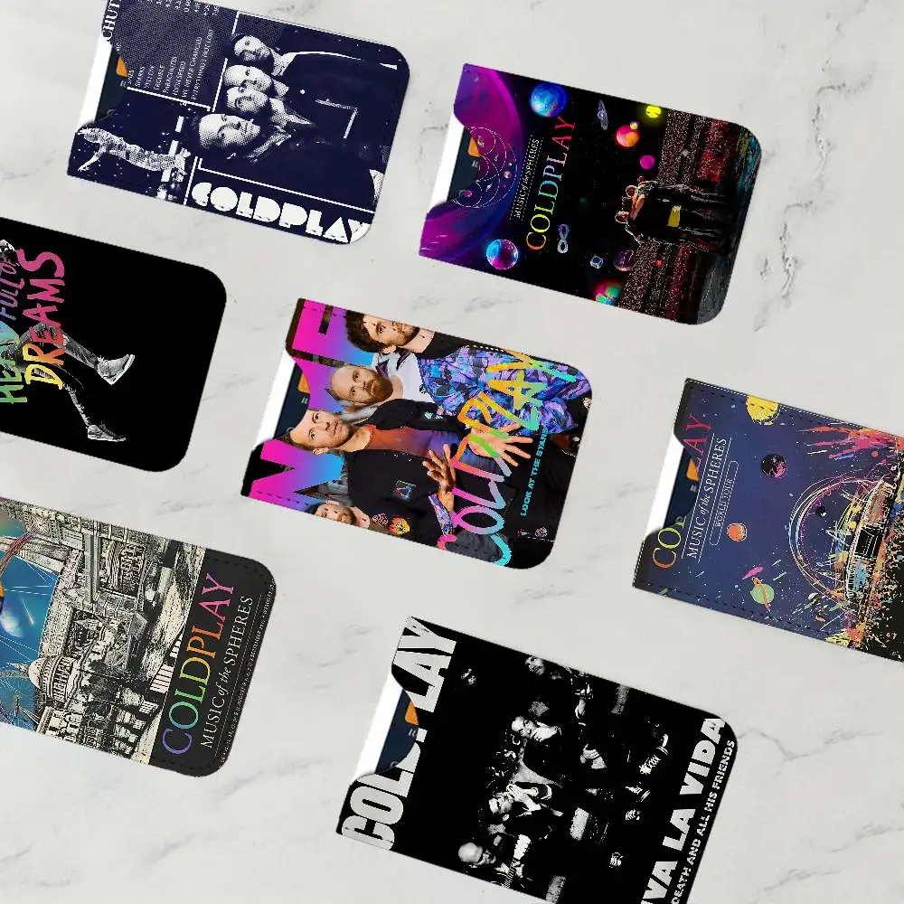Pop Rock Band C-Coldplay Creative Printed with Leather Protective Case Business Portable Letter Pattern Leather Credit Bags