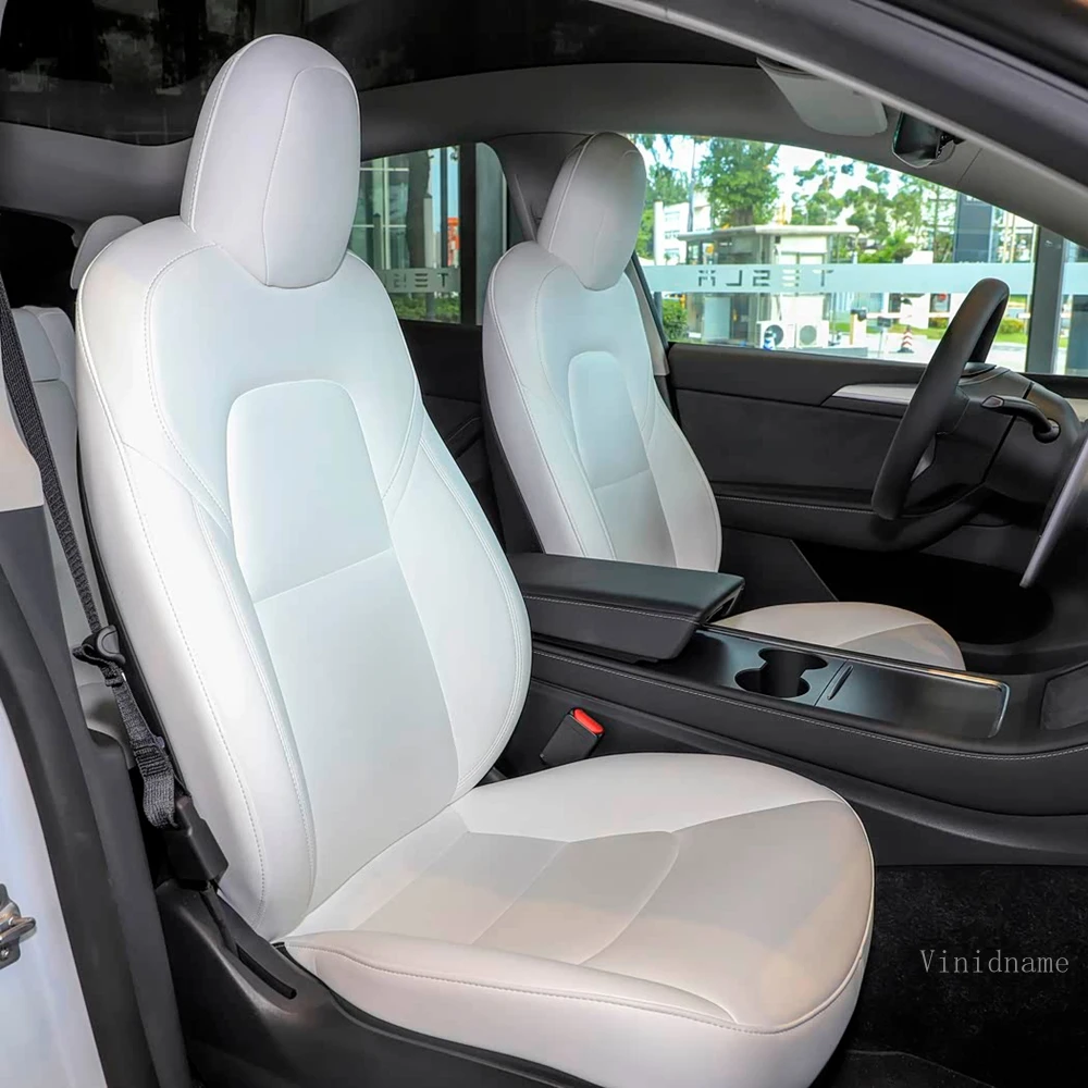 Picture 3: For Tesla Model Y 2020 2021 2022 2023 2024 2025 PU Leather Custom Car Seat Covers Full Set Interior Protector Accessories