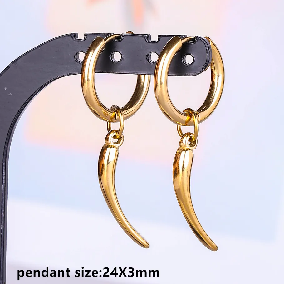 Engelskreuz Alien Anhänger Creolen Stern Schwert Bogen Edelstahl Runde Ohrringe für Damen Herren Schmuck Piercing Aretes Geschenk – Detail 6