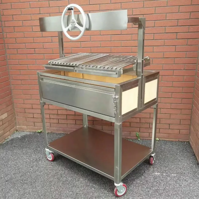 Parrilla Argentina de Acero Inoxidable de 40 Pulgadas para Carbón y Leña, con Ladrillos Refractarios, para Asado/Santa María, Modelo GK1000BL