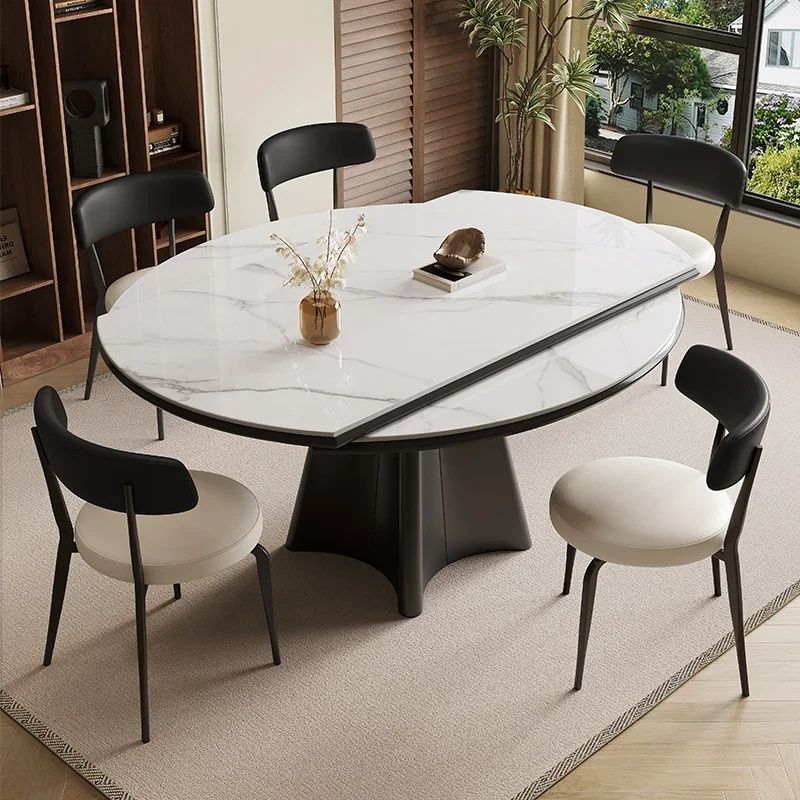 Extendable Oval Dining Table Folding Luxury Turntables Side Dining Table Multifunctional Design Mesas De Jantar Home Furniture