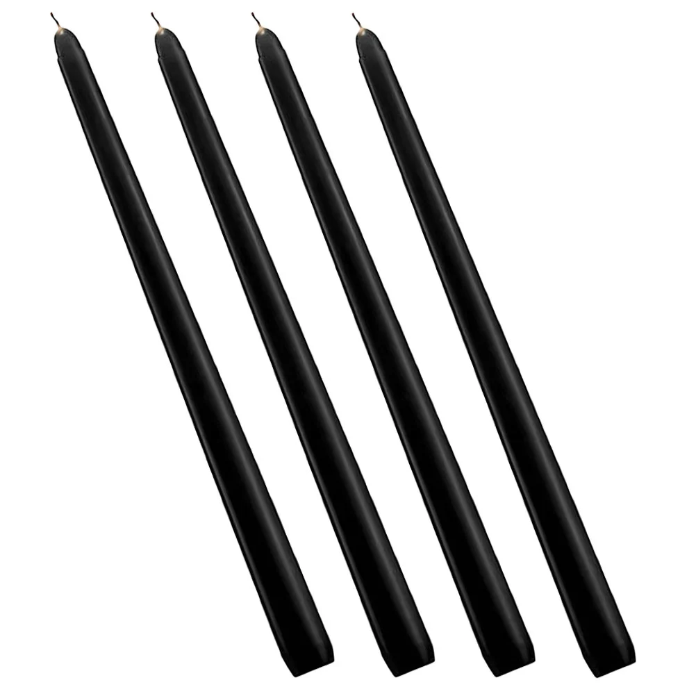 4 Pcs 8 Hours Burning Time Small Unscented Taper Candles Black Paraffin Tapered