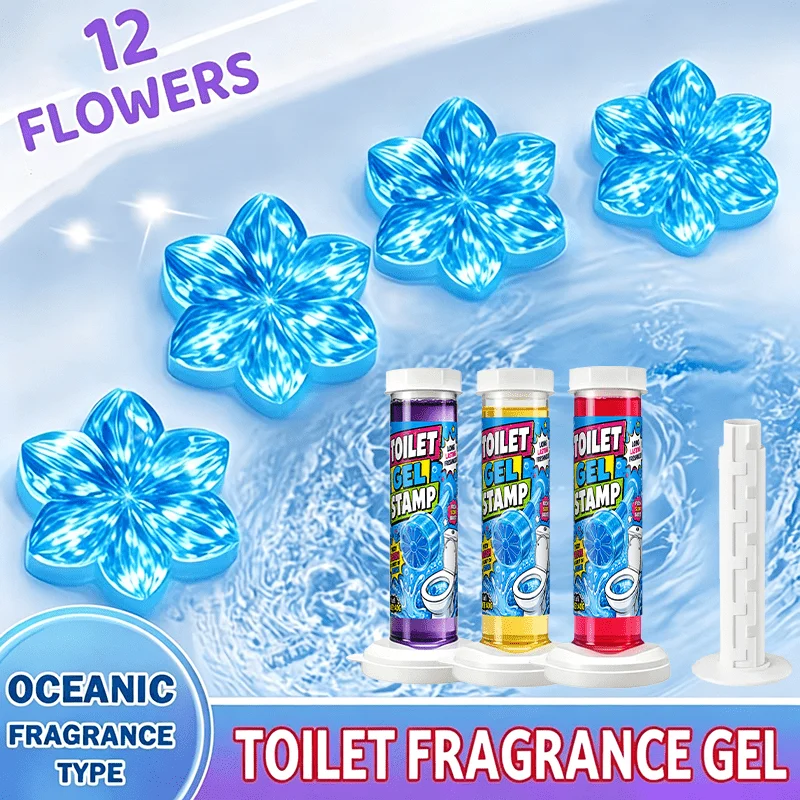 Toilet Deodorizing Gel Stamp, 4 Fragrances, Locks Odor at Source, Gentle Natural Scent, Sticks to Bowl, Fresh Scent Each Flush