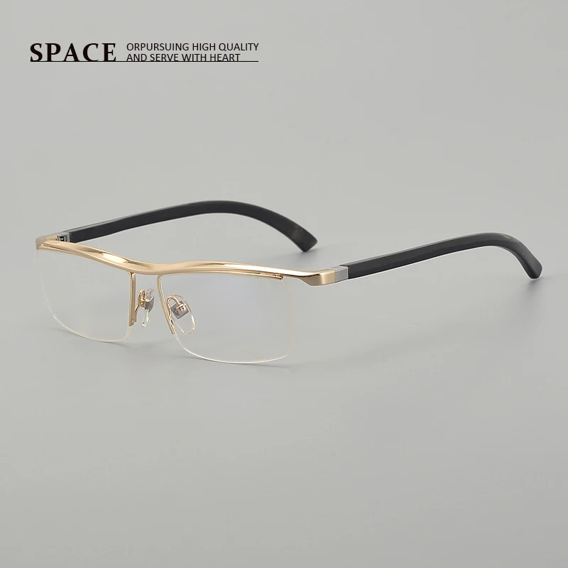 PL0308 Classic Business Men Buffalo Horn Half-Rim Eyeglass Frame Star Edition Custom Handmade Prescription Lens for Eyeglasses