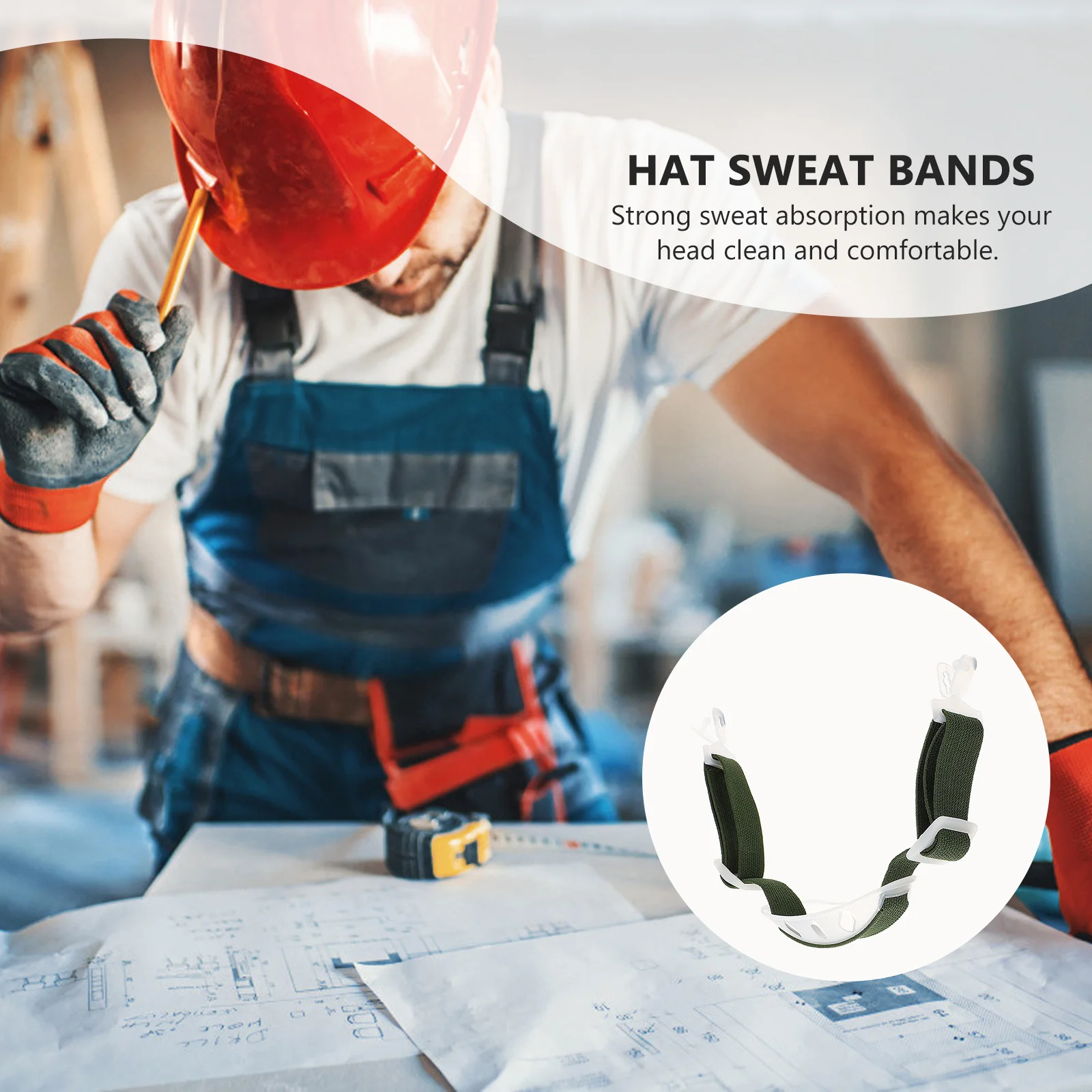 قطعتان من ملحقات القبعات الصلبة الآمنة بحزام مطاطي أخضر لاستبدال القبعة الصلبة لحماية أعمال البناء #4