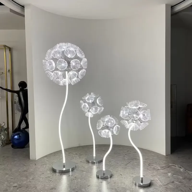 Customized Decorative Garden Holiday Led IP65 Light Fiber Optic Dandelion Flower Street Light Plant Luminous Sculpture