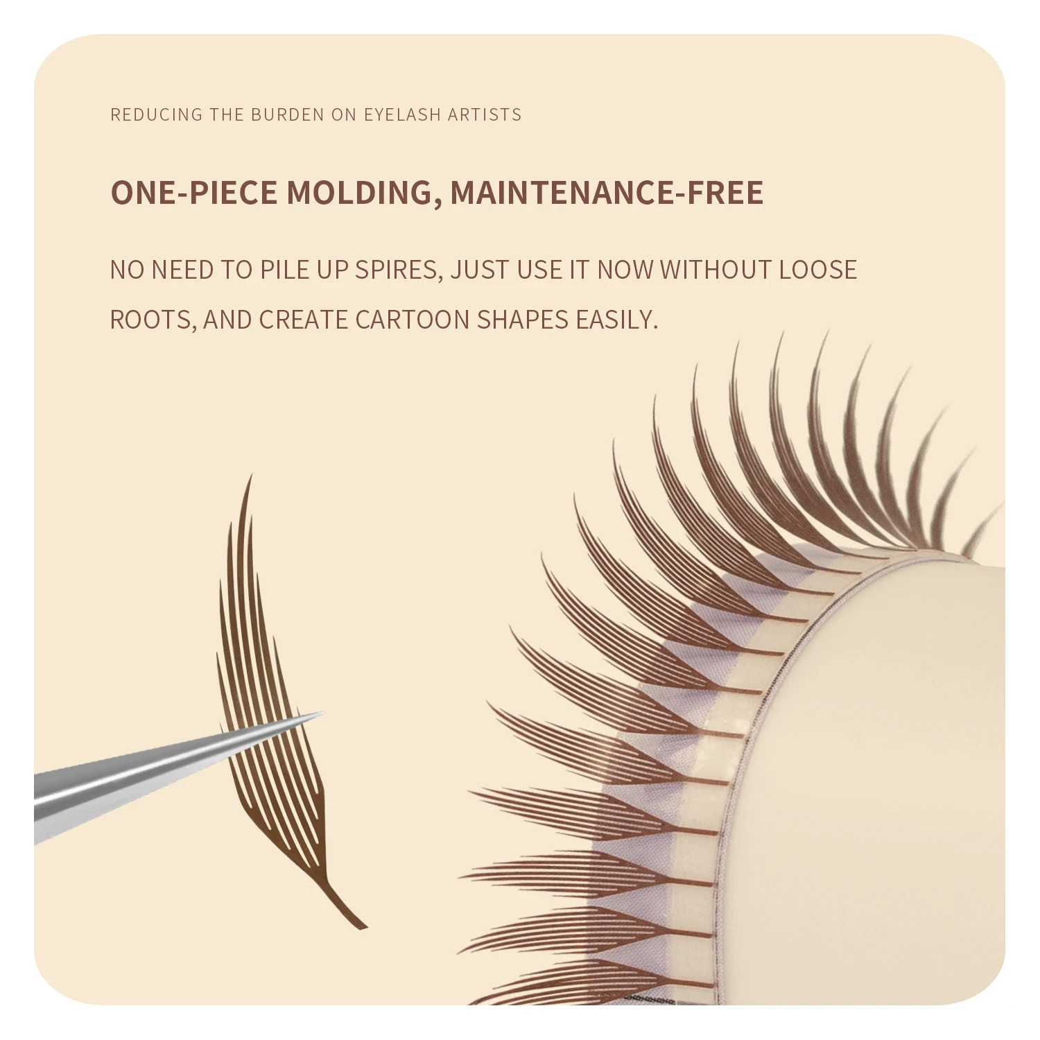 ANNAFRIS Brown Comic Spire Lashes Extensions Automatic Flowering Premade Fans Lashes Natural Soft  Anime Effect False Eyelash