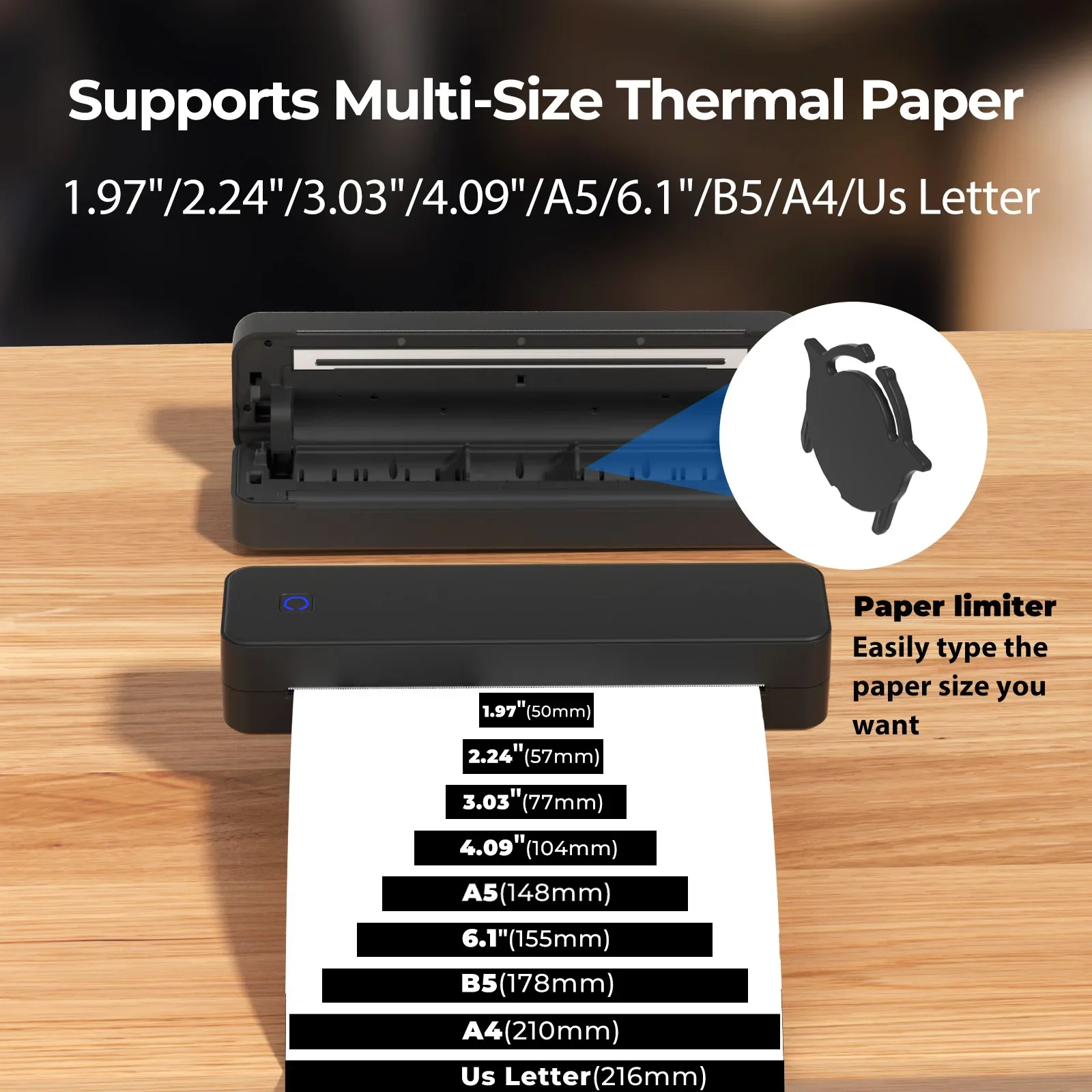 MT80 Thermal Printer A4 Document Printer Bluetooth Connection Portable Inkless Printer For Office Label Tattoo Printing
