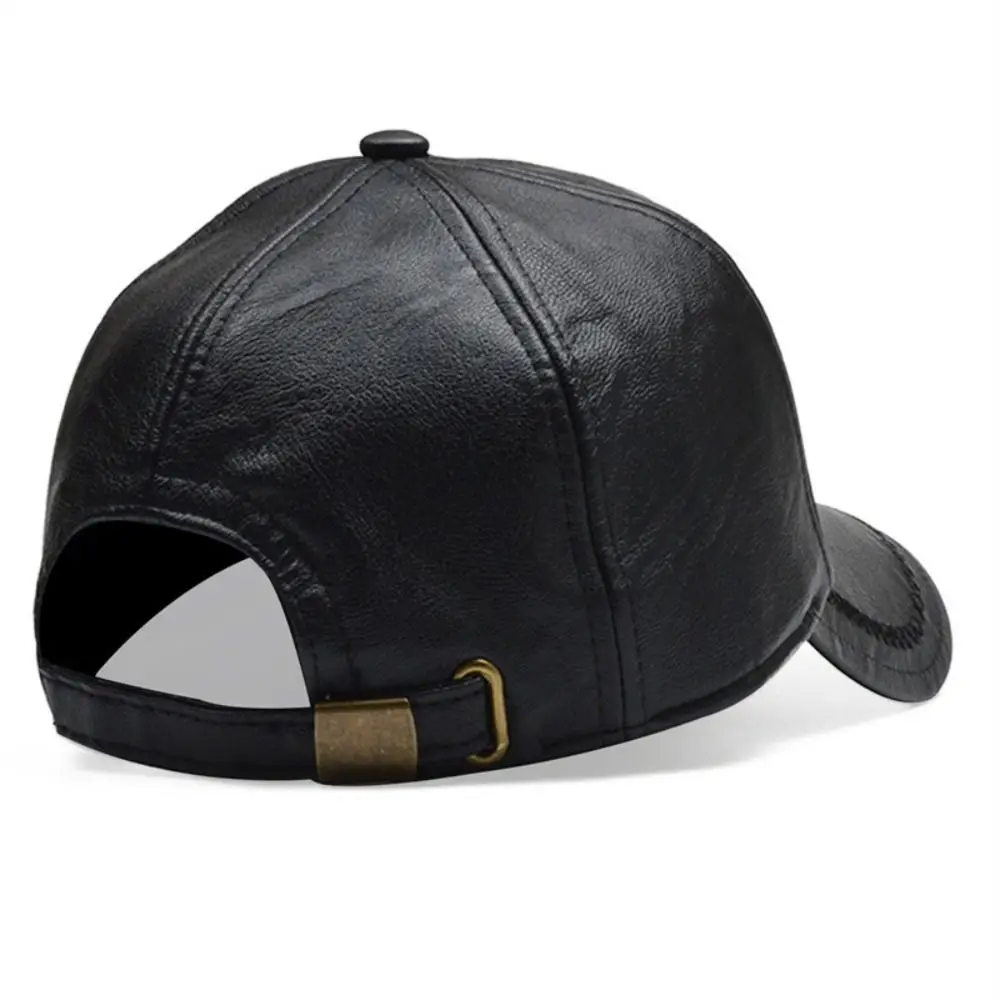 Casual Outdoor Sports Leather Baseball Caps Autumn Winter Adjustable Thermal Hats Snapback Hats Men Women