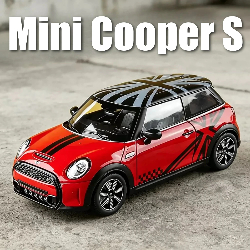 Scale 1:18 Mini Cooper S 530LI Car Model Slide Forward Sports Cars Metal Body Rubber Tires Models Home Decor Decoration