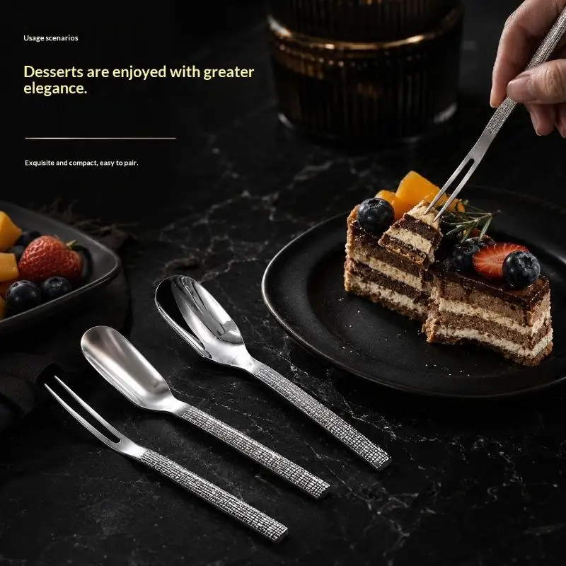 Stainless Steel Spoon Hammer Handle Fork Coffee Tea Fruit Spoon Scoops Watermelon Ice Cream Dessert Spoons Tableware