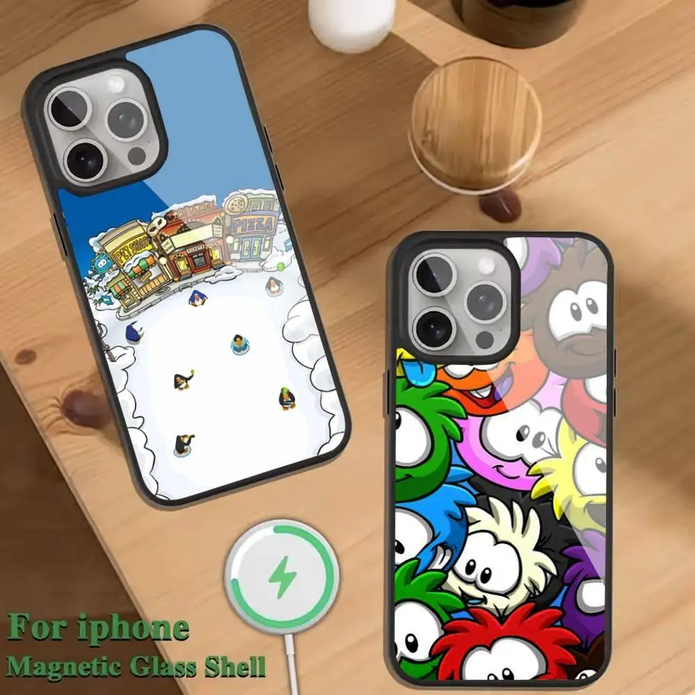 

Game Club P-Penguin Phone Case For Magnetic Wireless Charge Cover For iphone 16 15 14 13 12 11 Pro Max Plus Coque