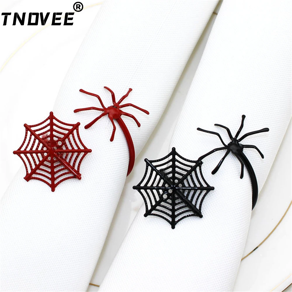 20Pcs Halloween Napkin Ring Spider Web Napkin Holder Rings Buckle for Wedding Banquet Christmas Party Dinner Table Decor ERH72