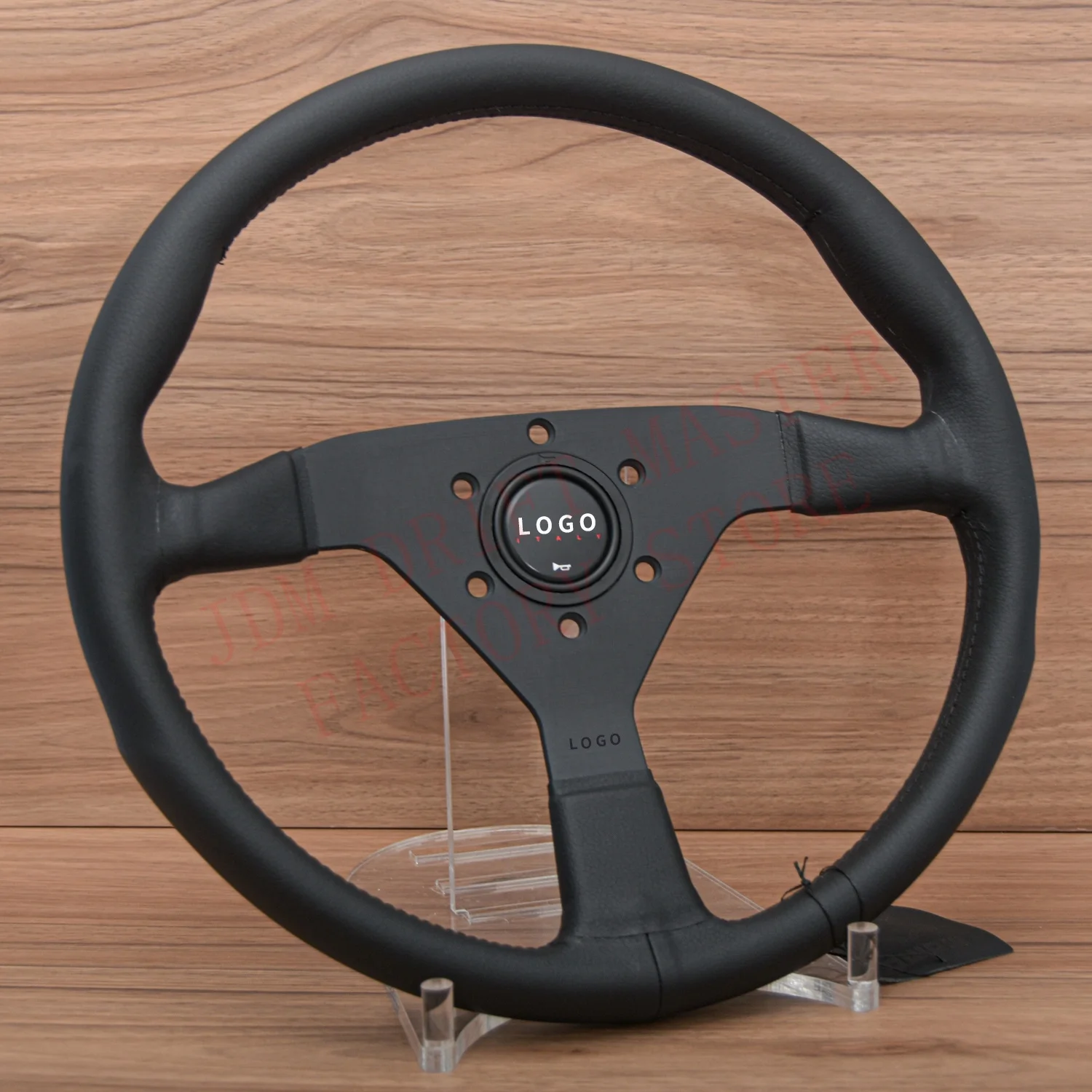 14inch 350mm For momo Italy Genuine Leather Drift Sport Steering Wheel Black Line Flat Modified Steering Wheel