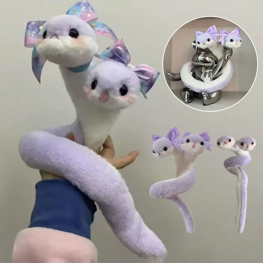 

Kawaii 58 см двуглавая плюшевая кукла в виде змеи, обертывание вокруг руки, мягкая плюшевая игрушка в виде змеи, фиолетовая кукла в виде змеи, подарок для детей