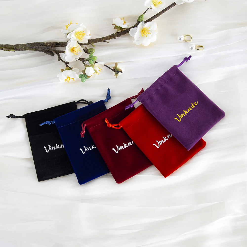 100Pcs Personalized Logo Velvet Bag 10x15cm Suede Drawstring Pouches Pockets Wedding Jewelry Earrings Ring Gift Organizer Sack