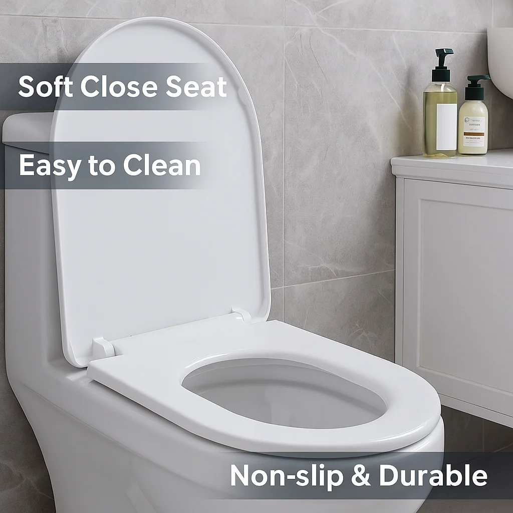 

Universal Toilet Seat for Bathroom, Soft Close Design, Easy Clean for Home Hotel Office Use