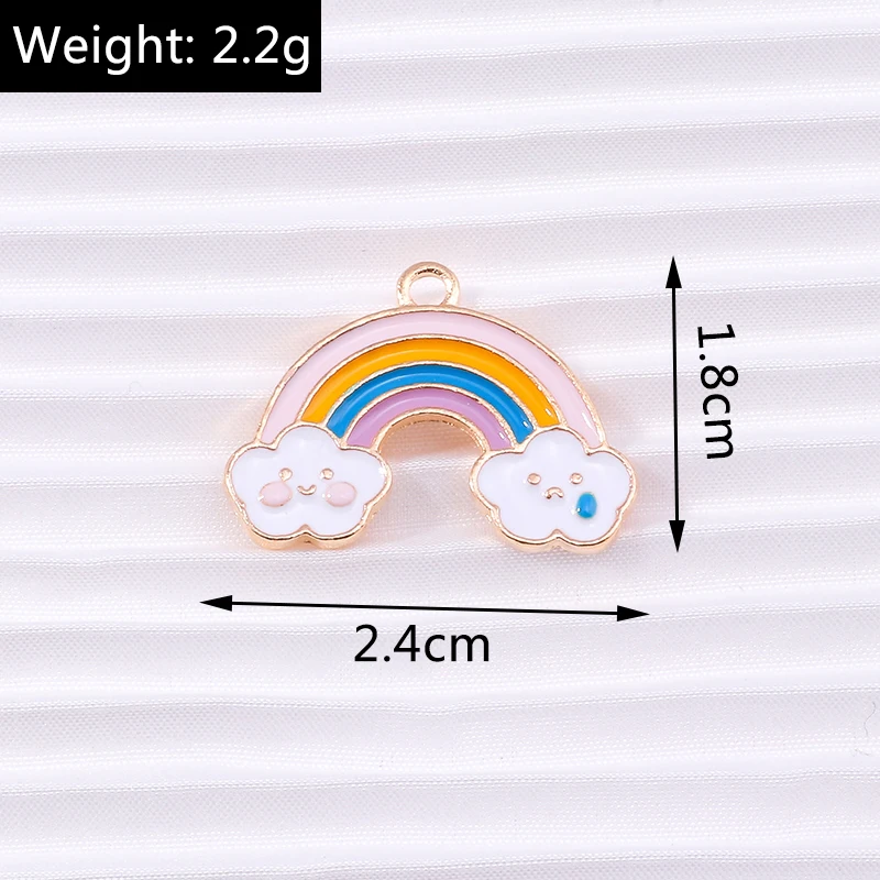 10 teile/los Cartoon Emaille Regenbogen Wolken Charms für Schmuck Machen Frauen Mode Tropfen Ohrringe Anhänger Halsketten DIY Handwerk Geschenk – Detail 12