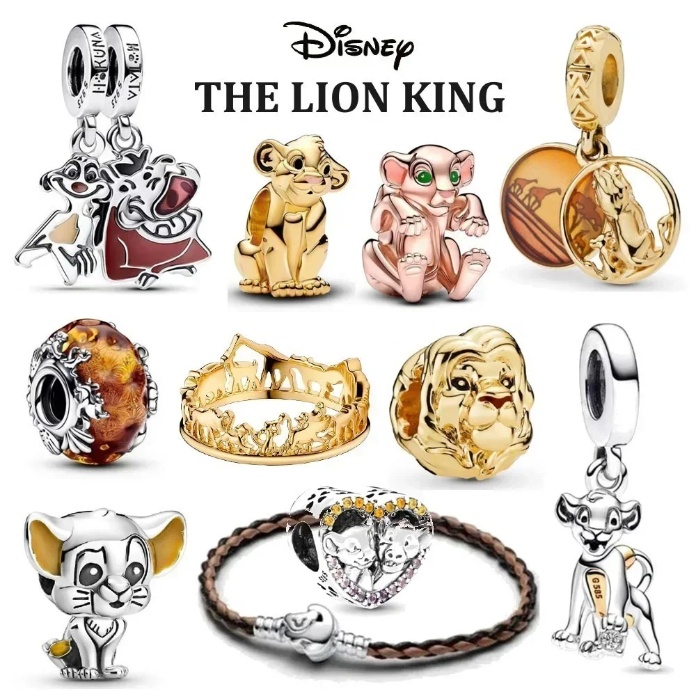 100% 925 Sterling Silver MINISO Disney The Lion King Simba Beads Charms Fit Original Pandora Bracelet Women DIY Jewellry