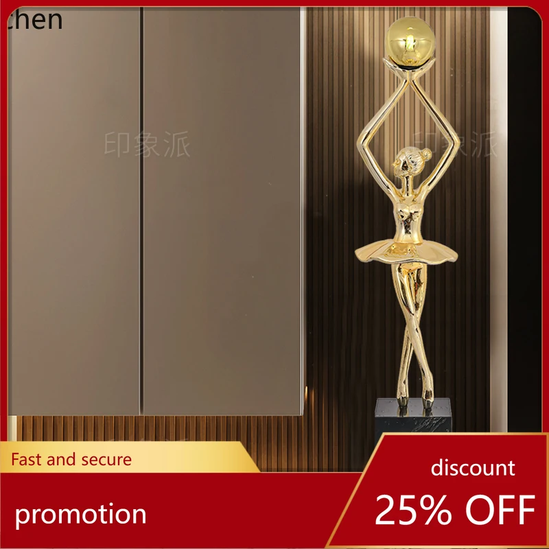 CZ Humanoid Sculpture Ornament Dance Muse Floor Lamp Slender Living Room Hotel Lobby Decoration